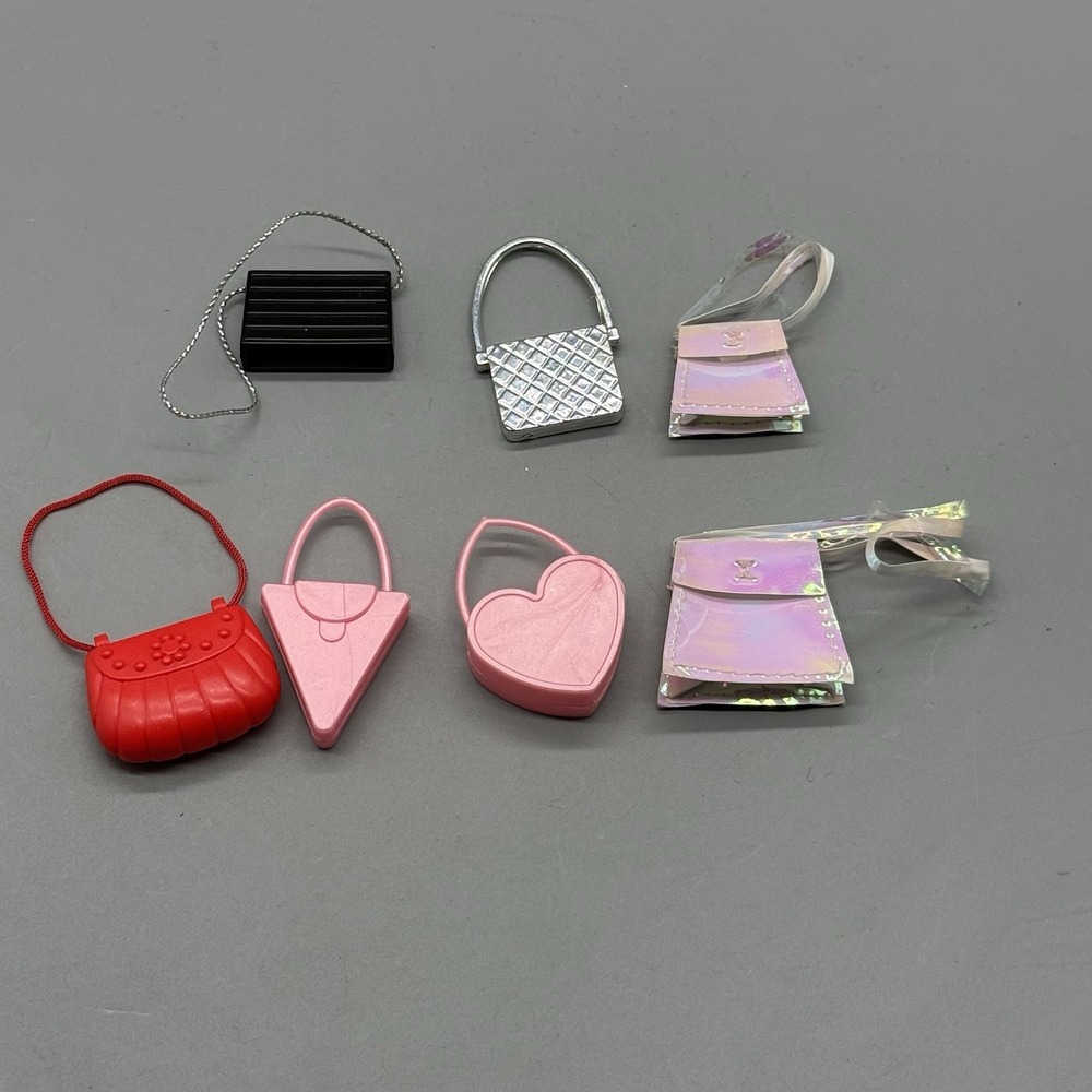 Vintage 1990s Barbie Purse Handbag Lot 7 Mattel Doll Accessories Pink Y2K